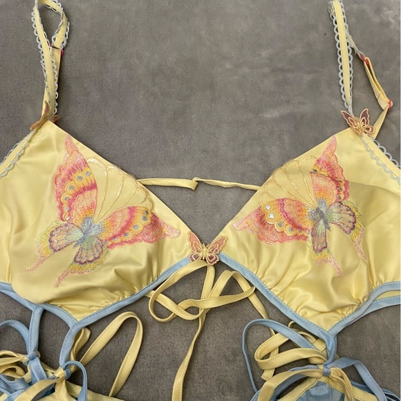 New! For Love & Lemons Pastel Papillon Embroidered Slip Dress 10979 - Picture 4 of 7